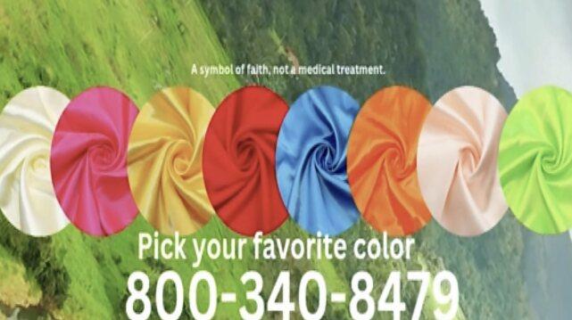 Fabric color choices for the free gift package — ivory, pink, gold, red, blue, orange, peach and green.